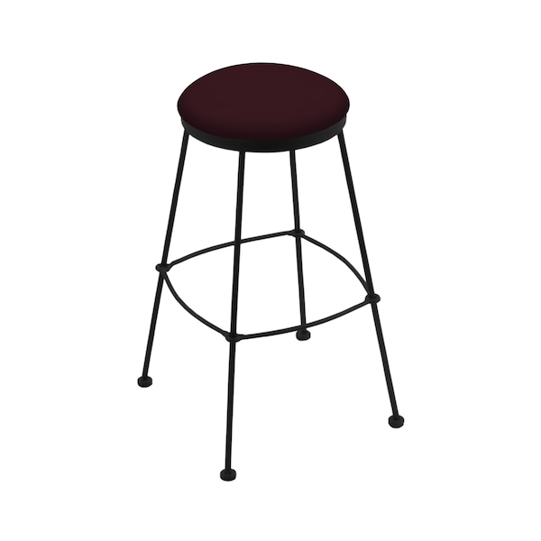 25" Stationary Counter Stool, Black Wrinkle, Canter Bordeaux Seat